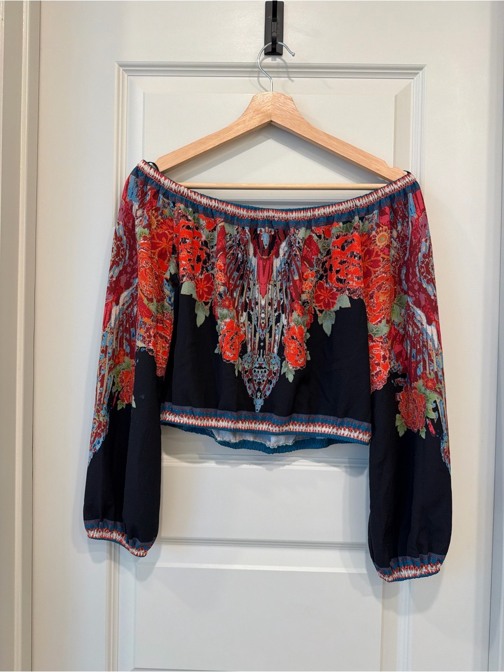 Off-the-Shoulder Floral Top Y2K Boho - Picture 3 of 6